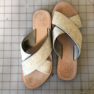 Lust 4 Life genuine Hair calf slide.